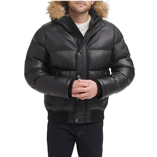 Men's Quilted Arctic Cloth Snorkel Bomber Jacket with Removable Hood